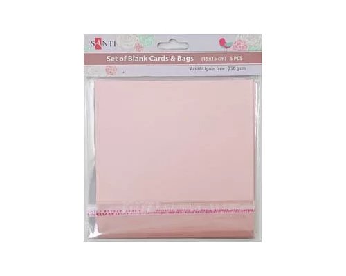 Набір рожевих перламутрових заготовок для листівок 15см*15см 250г/м2 5шт. код: 952256