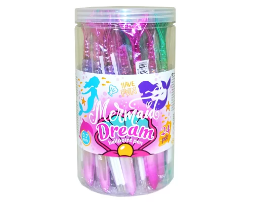 Ручка YES кулько-масляна Mermaid dream c рідиною і глітером 3 стержня в комплекті (411915)