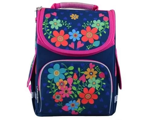Рюкзак шкільний каркасний Smart PG-11 blue Flowers 34*26*14 код: 554464