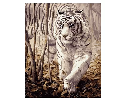 Картина по номерам Белый тигр в термопакете 40*50см Стратег код: VA-0238
