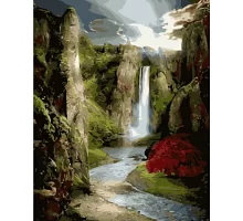 Картина по номерам Водопад в горах в термопакете 40*50см Стратег код: VA-0283