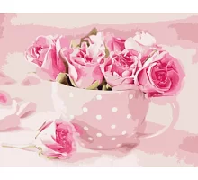 Картина за номерами Рожеві троянди в термопакете 40*50см Стратег код: VA-0554