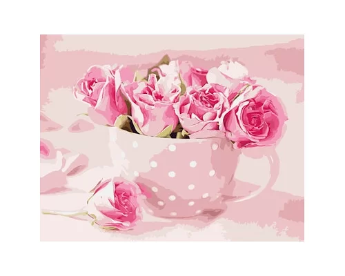 Картина за номерами Рожеві троянди в термопакете 40*50см Стратег код: VA-0554