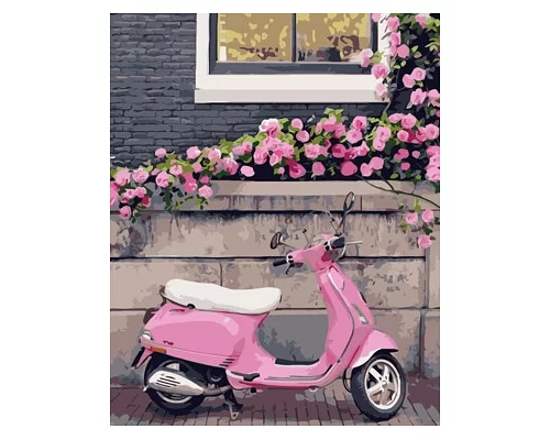 Картина по номерам Розовый скутер в термопакете 40*50см Стратег код: VA-0863