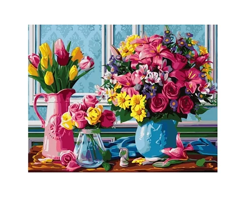 Картина по номерам Букеты цветов в термопакете 40*50см Стратег код: VA-1364