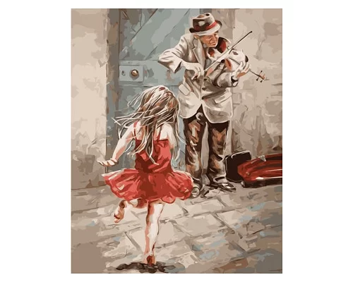Картина за номерами Дівчинка і скрипаль в термопакете 40*50см Стратег код: VA-1413
