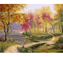 Картина по номерам Красочный осенний пейзаж в термопакете 40*50см Стратег код: VA-1523