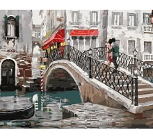 Картина по номерам Пара на мосту в Венеции в термопакете 40*50см Стратег код: VA-1596