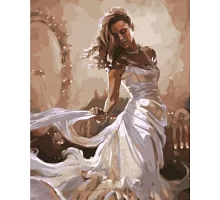 Картина по номерам Девушка в белом в термопакете 40*50см Стратег код: VA-1708