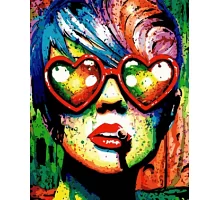 Картина по номерам Поп-арт девушка в очках в термопакете 40*50см Стратег код: VA-1752