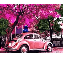 Картина по номерам Розовый Volkswagen Beetle в термопакете 40*50см Стратег код: VA-1975