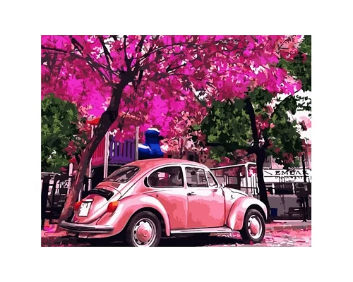 Картина за номерами Рожевий Volkswagen Beetle в термопакете 40*50см Стратег код: VA-1975
