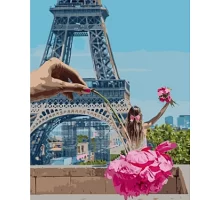Картина за номерами Дівчина в Парижі в термопакете 40*50см Стратег код: VA-2250