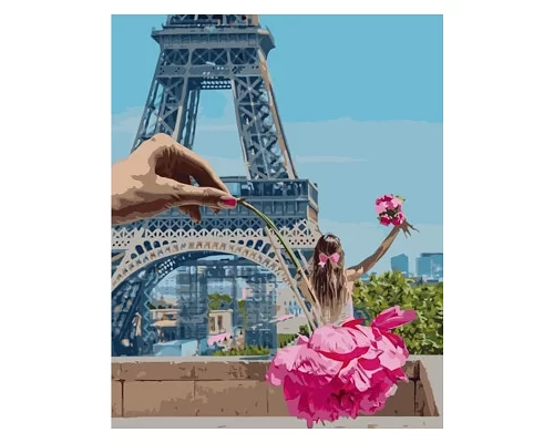 Картина за номерами Дівчина в Парижі в термопакете 40*50см Стратег код: VA-2250