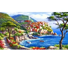 Алмазная мозаика Дорога к морю, 30*40см, без рамки, в кор. 39*8*5см