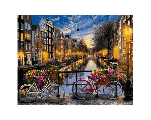 Картина по номерам Вечерний канал Амстердама, в термопакете 40*50см код: VA-2128
