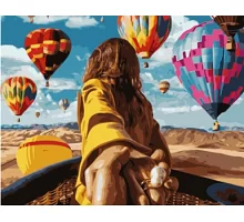 Картина по номерам Девушка с воздушными шарами, в термопакете 40*50см код: VA-1283