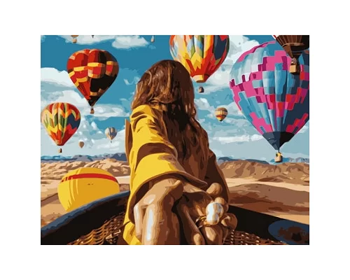 Картина по номерам Девушка с воздушными шарами, в термопакете 40*50см код: VA-1283