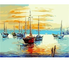 Картина по номерам Залив с лодками, в термопакете 40*50см код: VA-2121