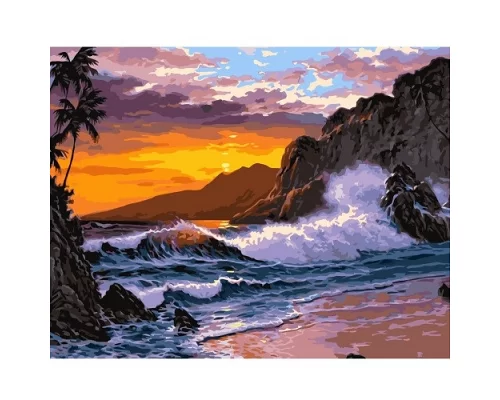 Картина по номерам Заход солнца на берегу океана, в термопакете 40*50см код: VA-2211