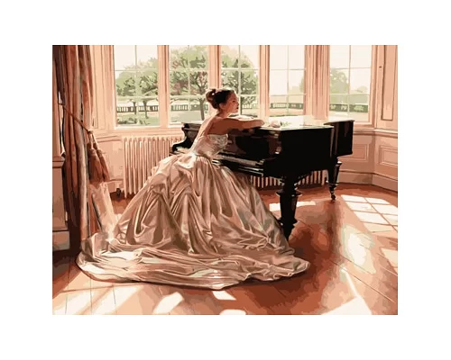 Картина по номерам Невеста возле рояля, в термопакете 40*50см код: VA-1535