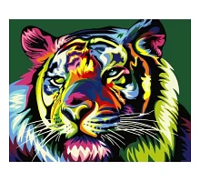 Картина по номерам Поп-арт красочный тигр, в термопакете 40*50см код: VA-0128