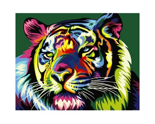 Картина по номерам Поп-арт красочный тигр, в термопакете 40*50см код: VA-0128