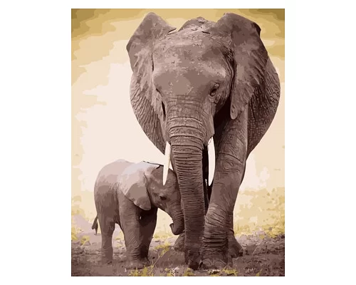 Картина по номерам Слон и слоненок, в термопакете 40*50см код: VA-2118
