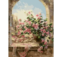 Картина по номерам Цветы возле окна, в термопакете 40*50см код: VA-0030