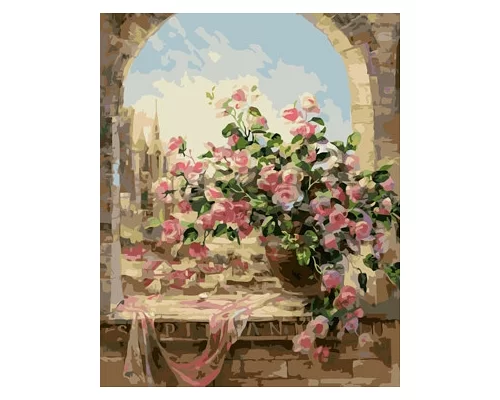 Картина по номерам Цветы возле окна, в термопакете 40*50см код: VA-0030