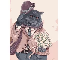Картина по номерам Шотланский кот в костюме, в термопакете 40*50см код: VA-1409