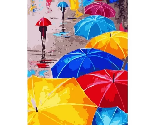 Картина по номерам Яркие зонтики, в термопакете 40*50см код: VA-1328
