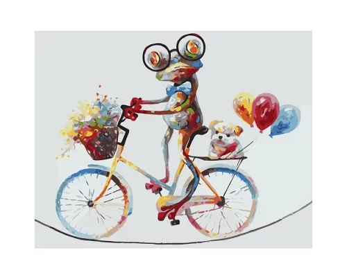 Картина за номерами Яскравий жабеня на велосипеді, в Термопакет 40 * 50см