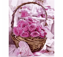 Картина по номерам Розовые розы в корзине в термопакете 40*50см (VA-2668)