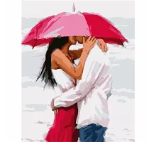 Картина по номерам Поцелуй под зонтом в термопакете 40*50см (VA-1575)