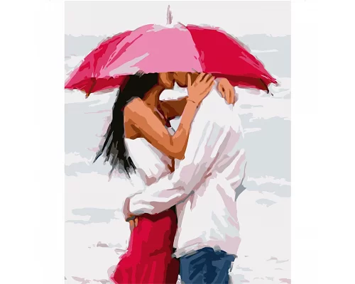 Картина по номерам Поцелуй под зонтом в термопакете 40*50см (VA-1575)