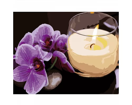 Картина по номерам Орхидея со свечкой в термопакете 40*50см (VA-2666)