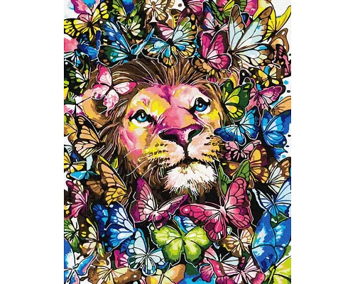 Картина за номерами Лев в метеликах в Термопакет 40 * 50см (GX32452)