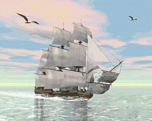 Картина по номерам Корабль на рассвете в термопакете 40*50см (GX29368)