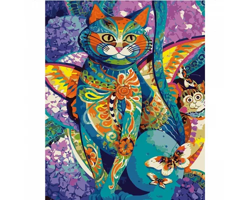 Картина по номерам Кот из цветных мотивов в термопакете 40*50см (VA-0153)