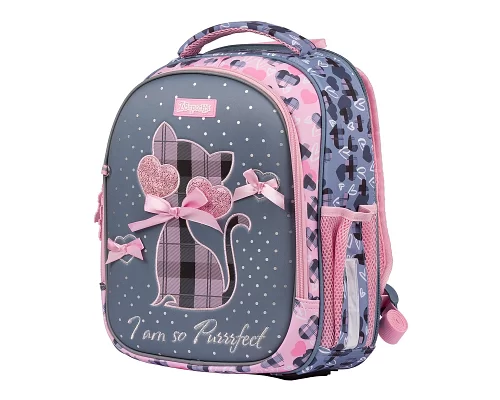 Рюкзак шкільний 1вересня S-107 Purrrfect рожевий / сірий (552001)