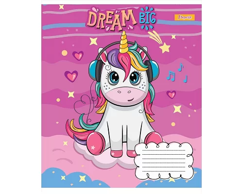 Зошит шкільна А5 12 коса 1В Happy Unicorn набір 25 шт. (765658)