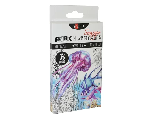 Набір маркерів для скетчів Santi sketch Seascape 6 шт/уп. код: 390567
