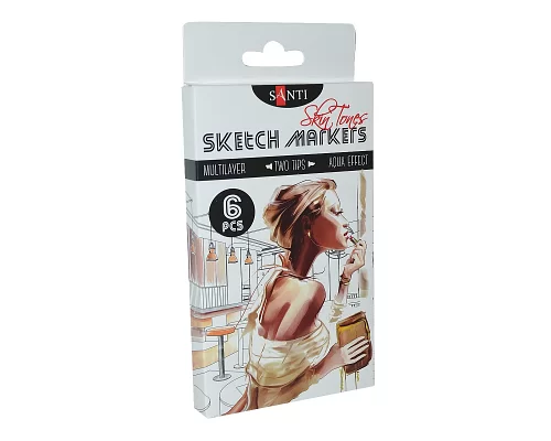 Набір маркерів для скетчів Santi sketch Skin Tones 6 шт/уп. код: 390568