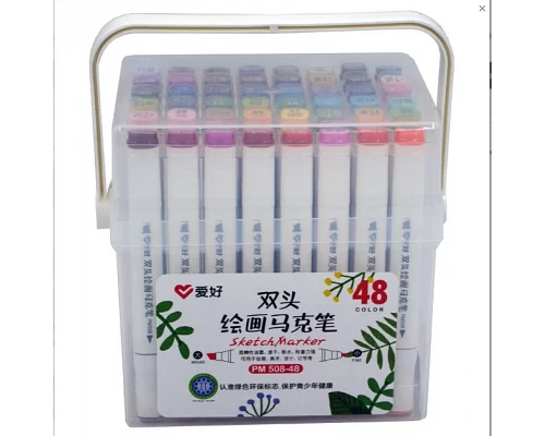 Набір скетч-маркерів 48 шт. для малювання двосторонніх Aihao sketchmarker код: PM508-48