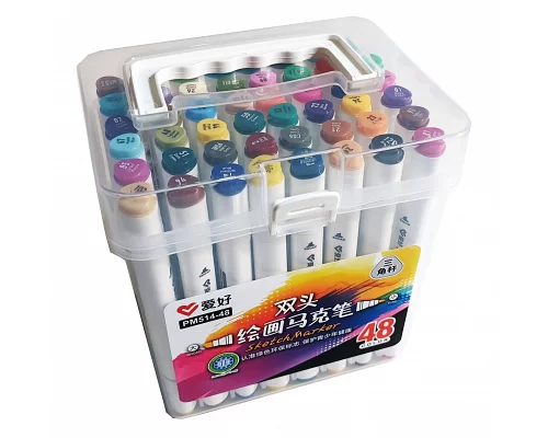 Набір скетч-маркерів 48 шт. для малювання двосторонніх Aihao sketchmarker код: PM514-48