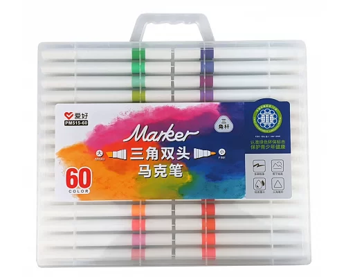 Набір скетч-маркерів 60 шт. для малювання двосторонніх Aihao sketchmarker код: PM515-60