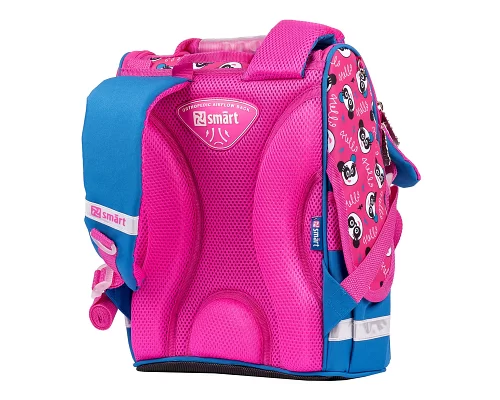 Рюкзак школьный каркасный SMART PG-11 Hello panda синий/розовый (557596)