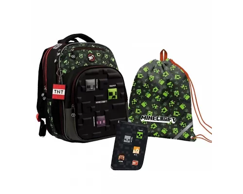 Набір рюкзак шкільний ортопедичний + пенал + сумка для взуття YES S-96 Minecraft Chibi (559419К)