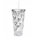 Тамблер-стакан YES с подсветкой Hearts 490мл фольга с трубочкой (707045)